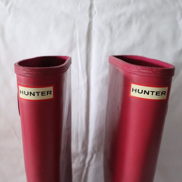 Hunter Original Women's Pink Sz 5/36 Tall Rubber Buckle Outdoor Rain Boots - Picture 8 of 13